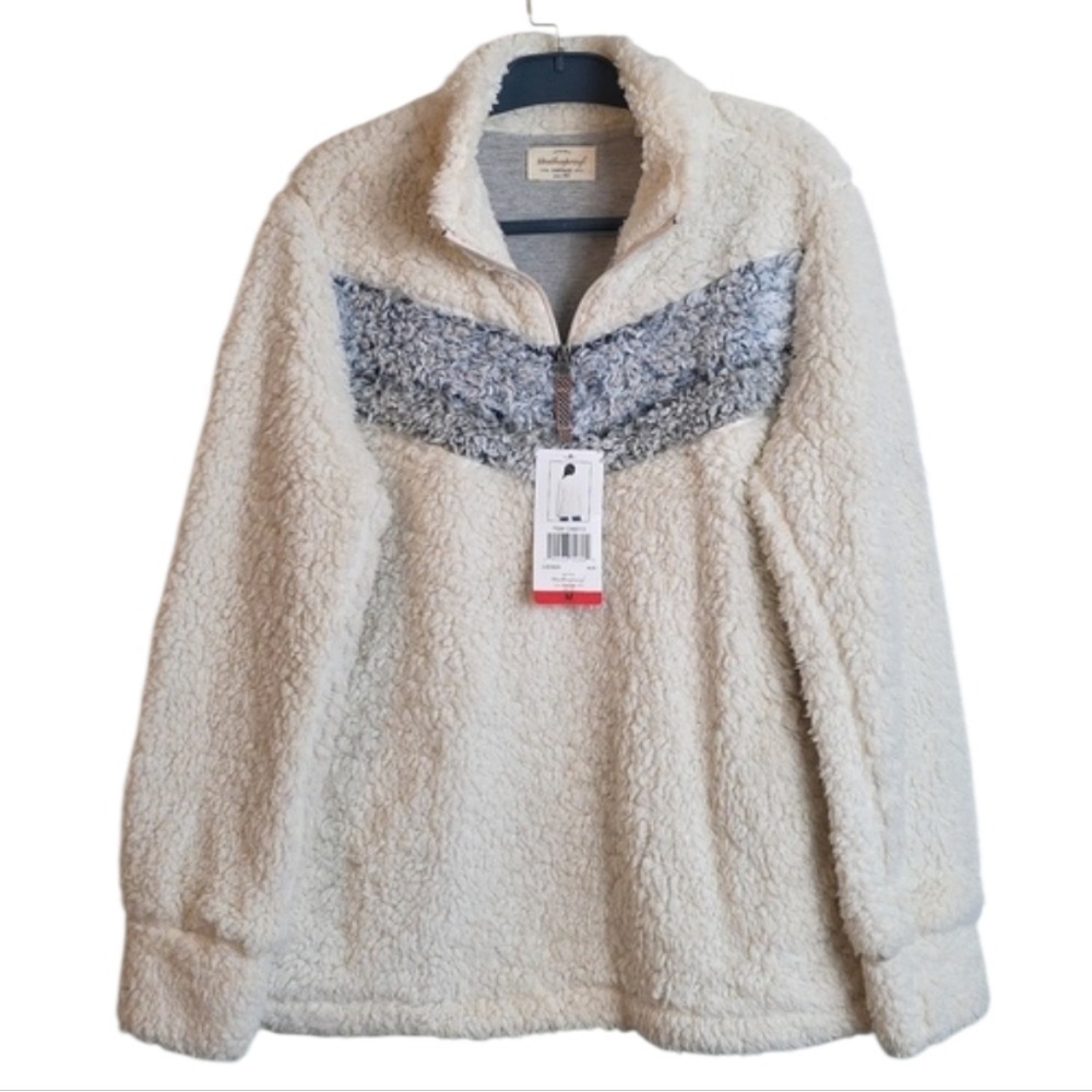 Weatherproof Vintage Sherpa Chevron Quarter Zip Pullover Sweater Medium